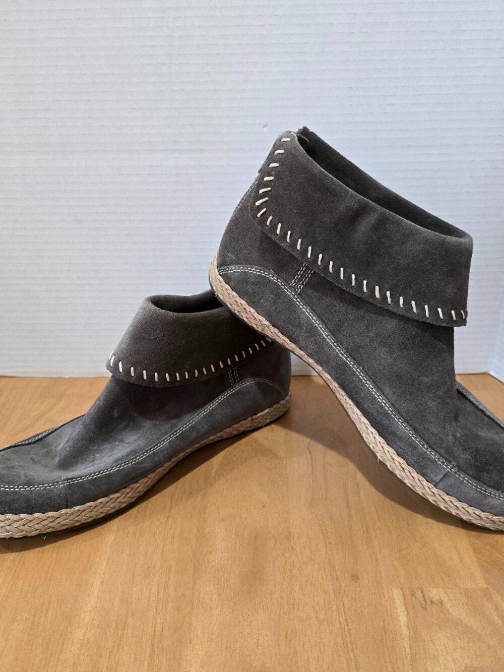 Ugg Varney Moccasin Style Suede Ankle Boots Rear Zip Slate Gray Women's 10 New